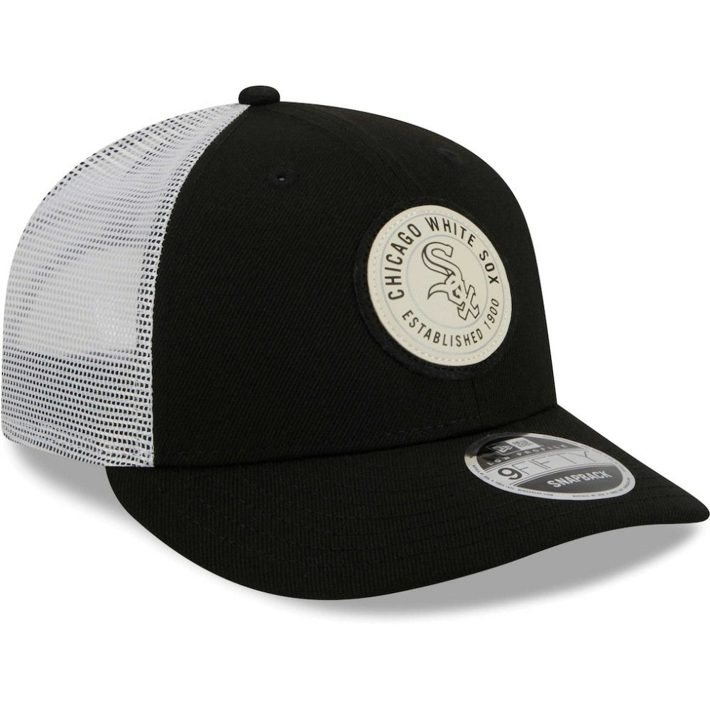 Chicago White Sox New Era Circle Trucker Low Profile 9FIFTY Snapback Hat - Black - New Era Discount