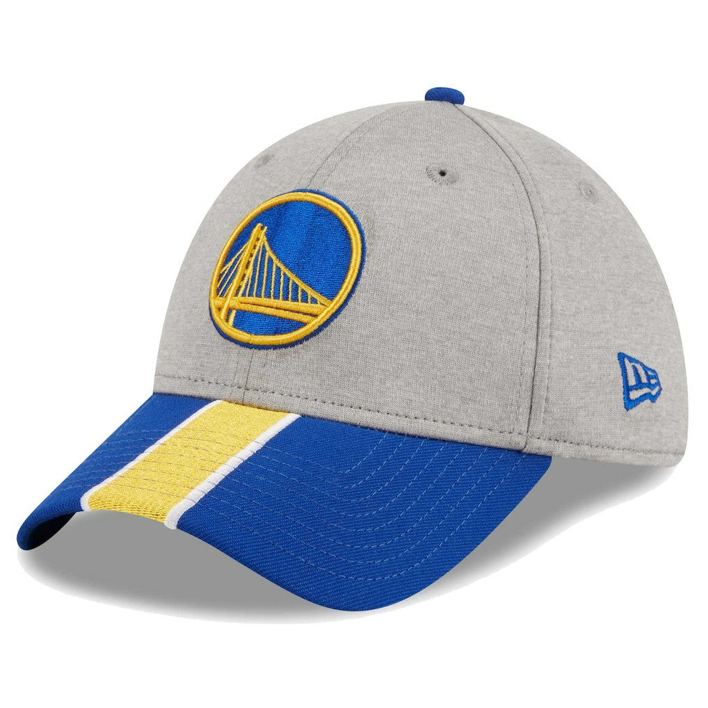 Golden State Warriors Striped 39THIRTY Flex Hat for sale Gray/Royal | New Era Near Me