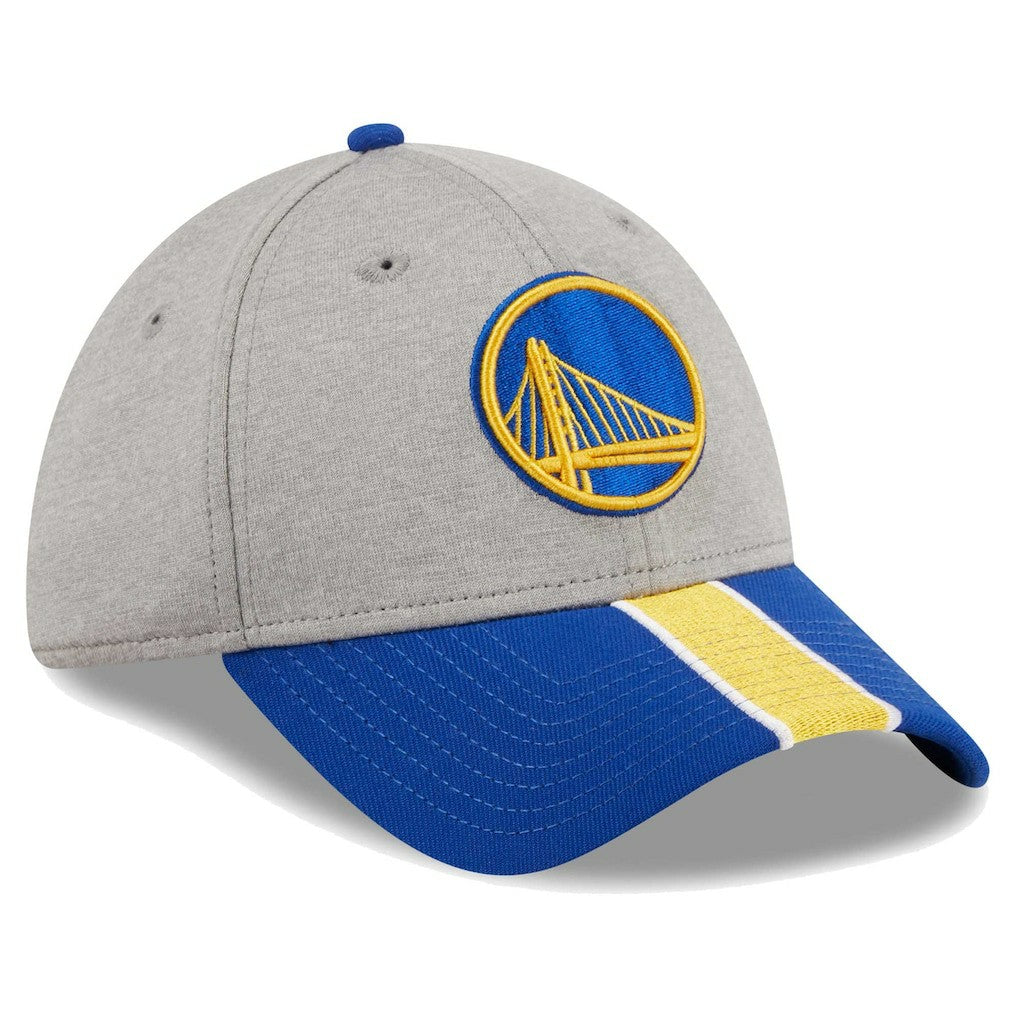 Golden State Warriors Striped 39THIRTY Flex Hat for sale Gray/Royal | New Era Near Me