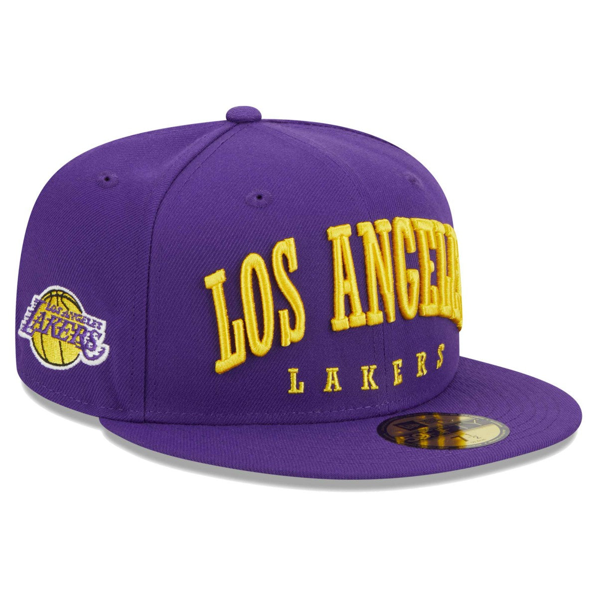 Los Angeles Lakers Big Arch Text 59FIFTY Fitted Hat Purple | New Era Lifestyle