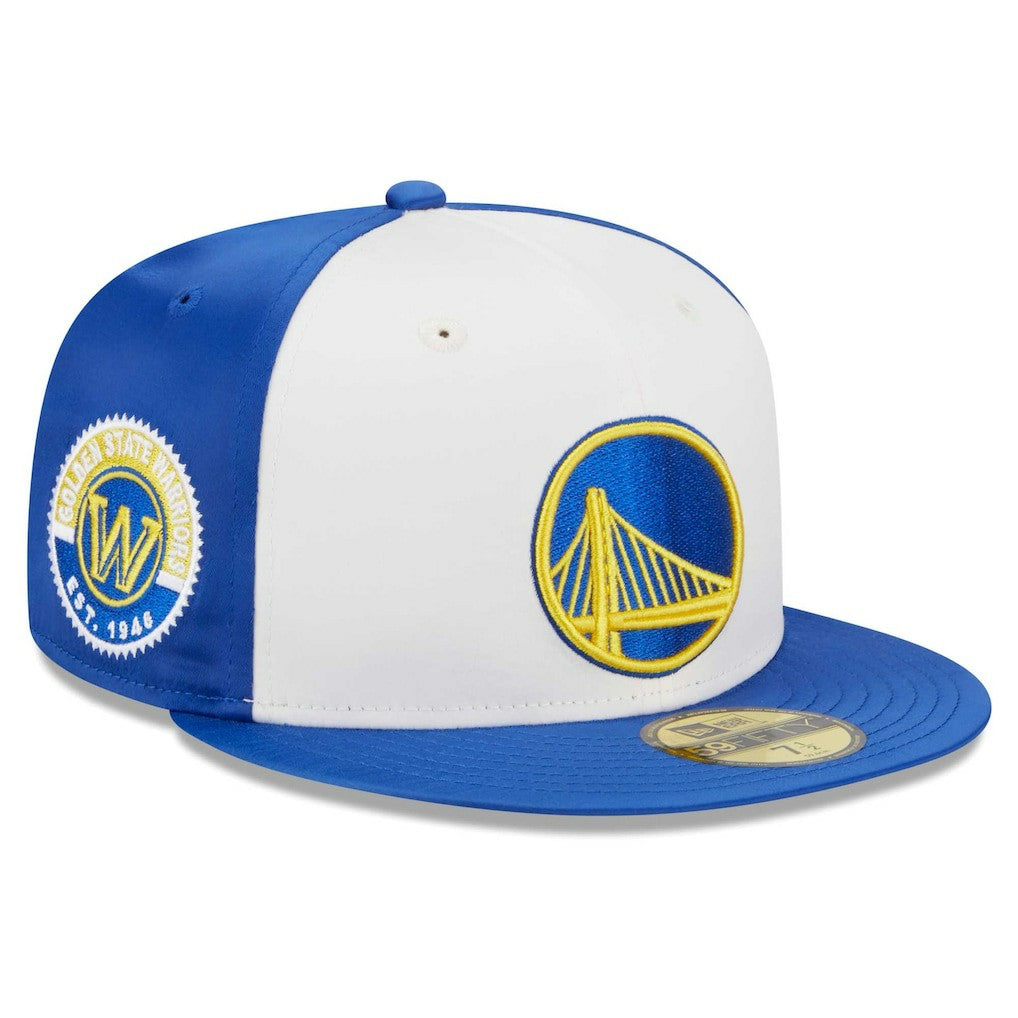 Golden State Warriors Throwback Satin 59FIFTY Fitted Hat for sale White | New Era discount