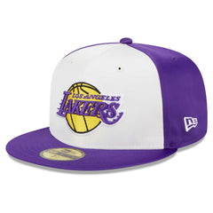 Los Angeles Lakers Throwback Satin 59FIFTY Fitted Hat White | New Era online