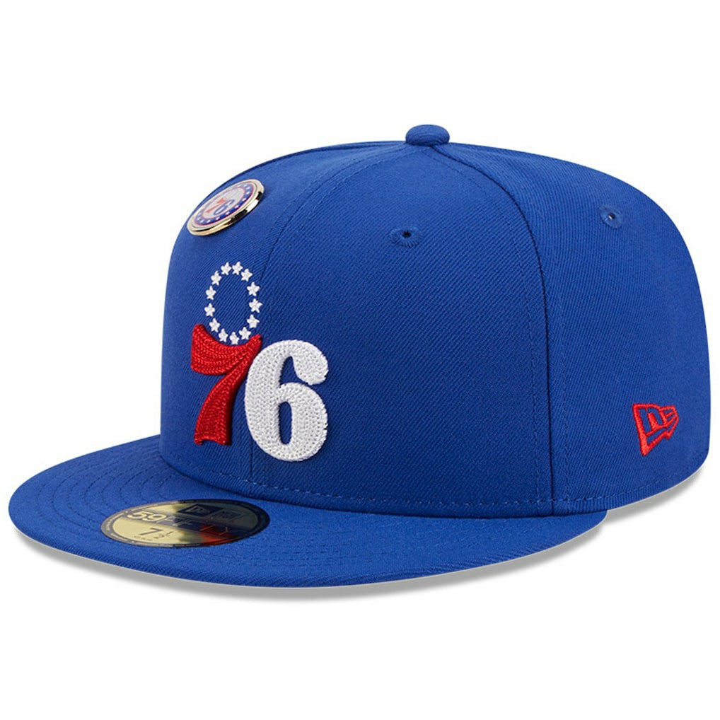 Philadelphia 76ers Chainstitch Logo Pin 59FIFTY Fitted Hat Royal | New Era Lifestyle