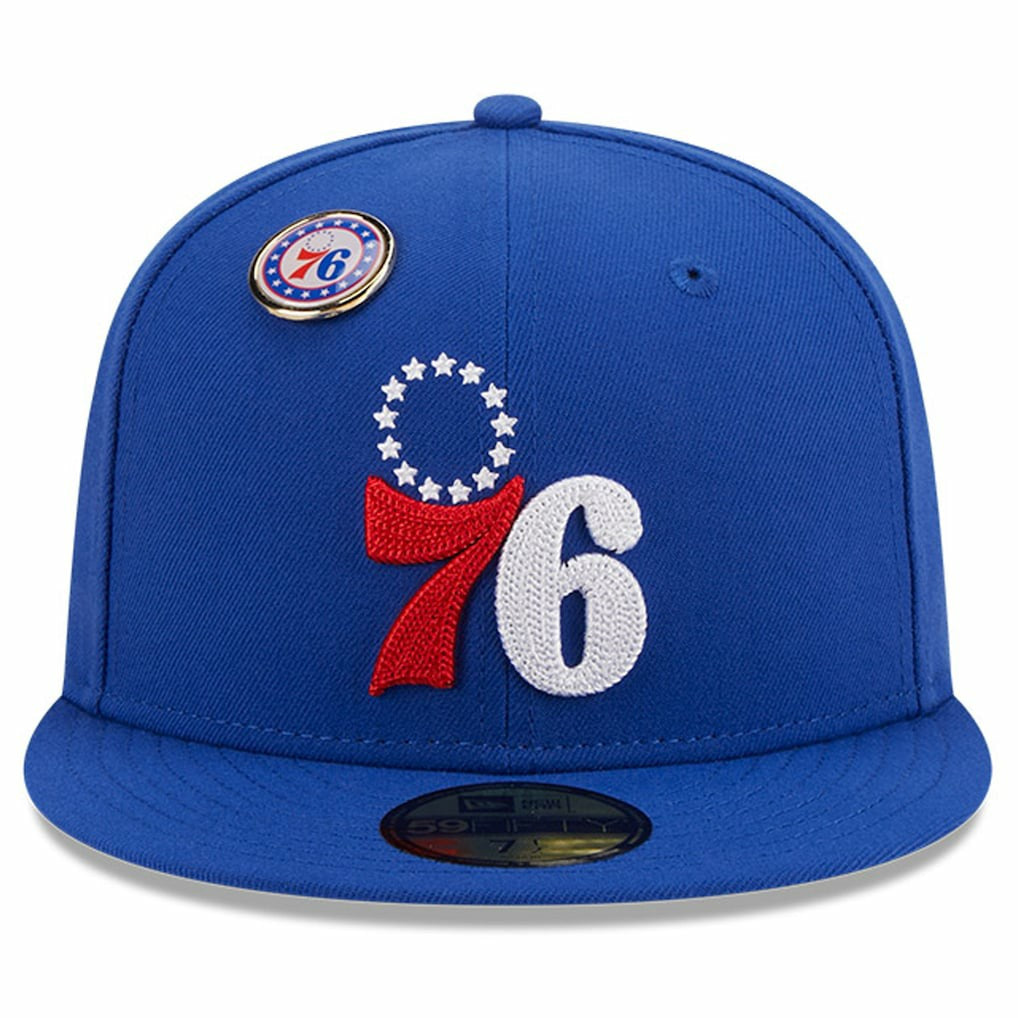 Philadelphia 76ers Chainstitch Logo Pin 59FIFTY Fitted Hat Royal | New Era Lifestyle
