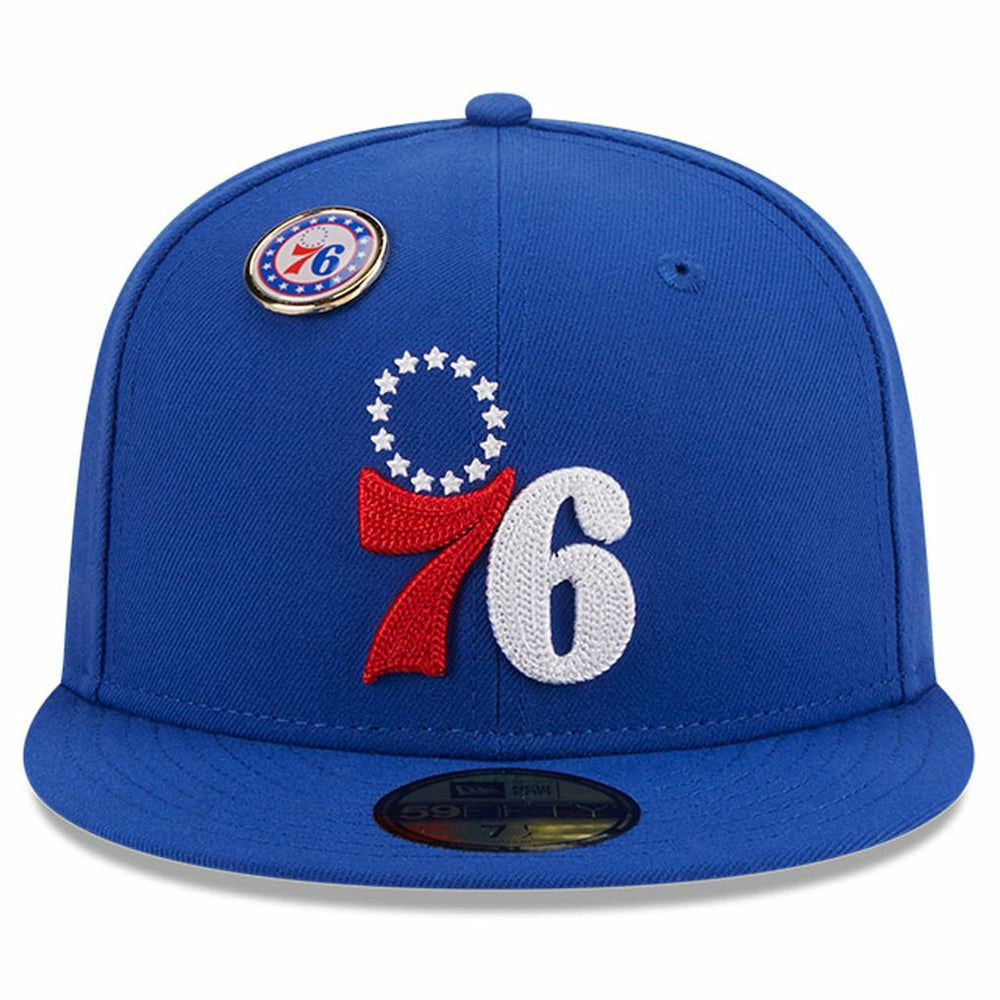 Philadelphia 76ers Chainstitch Logo Pin 59FIFTY Fitted Hat Royal | New Era Lifestyle