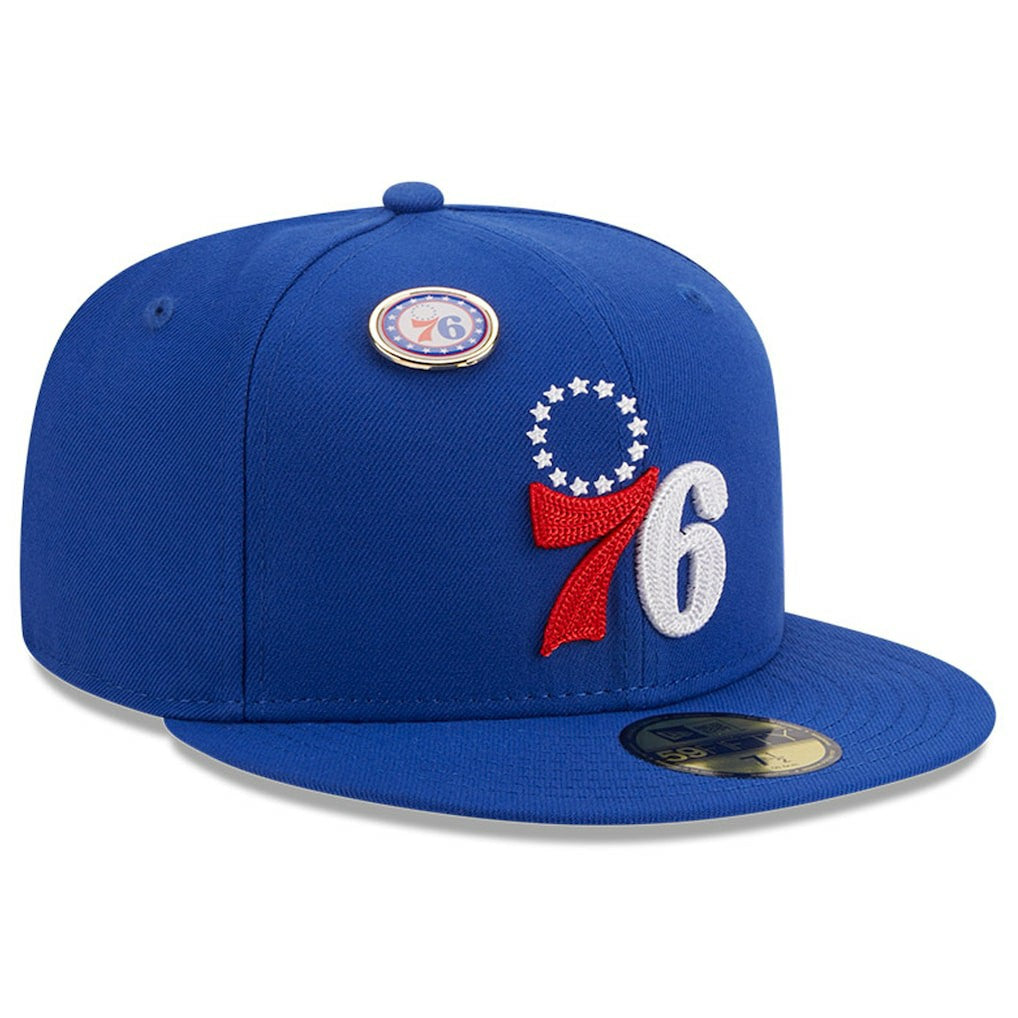 Philadelphia 76ers Chainstitch Logo Pin 59FIFTY Fitted Hat Royal | New Era Lifestyle
