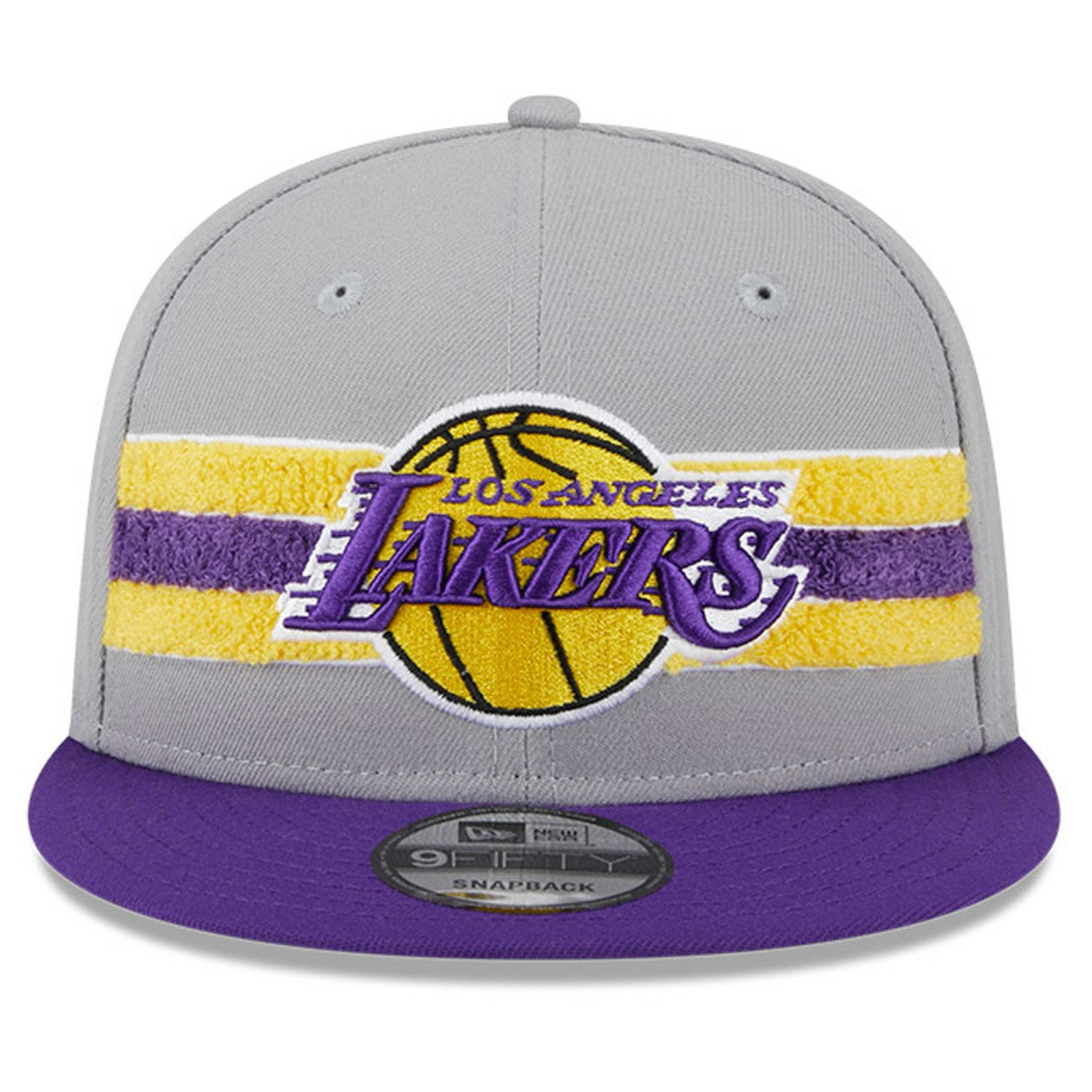 Los Angeles Lakers Chenille Band 9FIFTY Snapback Hat Gray | New Era Near Me