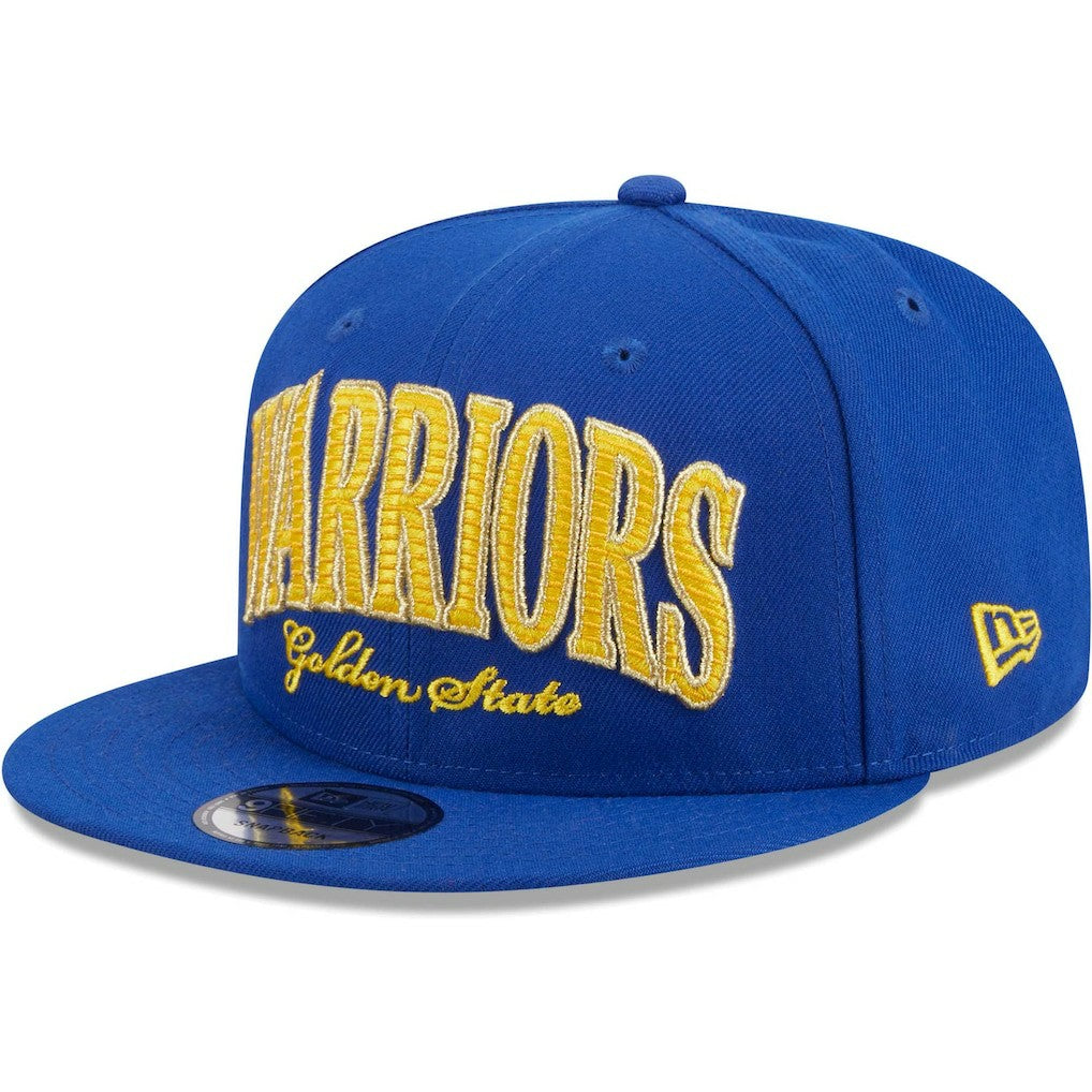 Golden State Warriors Golden Tall Text 9FIFTY Snapback Hat for sale Royal | New Era Near Me