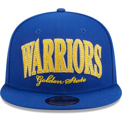 Golden State Warriors Golden Tall Text 9FIFTY Snapback Hat for sale Royal | New Era Near Me