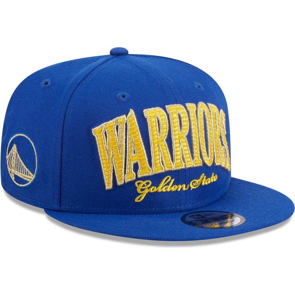 Golden State Warriors Golden Tall Text 9FIFTY Snapback Hat for sale Royal | New Era Near Me