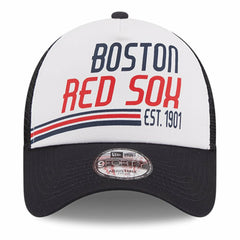 Boston Red Sox New Era Stacked A-Frame Trucker 9FORTY Adjustable Hat - White/Navy - New Era Online
