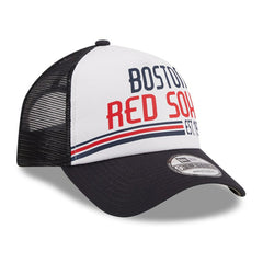 Boston Red Sox New Era Stacked A-Frame Trucker 9FORTY Adjustable Hat - White/Navy - New Era Online