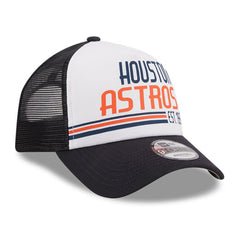 Houston Astros New Era Stacked A-Frame Trucker 9FORTY Adjustable Hat - White/Navy - New Era Lifestyle