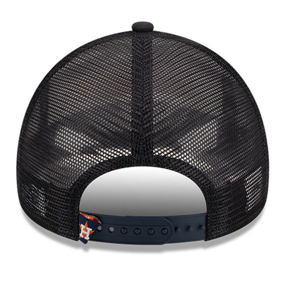Houston Astros New Era Stacked A-Frame Trucker 9FORTY Adjustable Hat - White/Navy - New Era Lifestyle