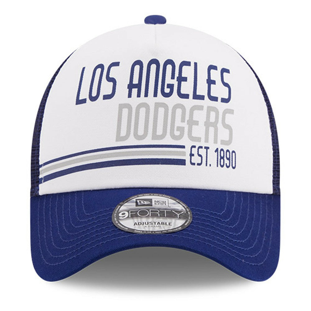 Los Angeles Dodgers New Era Stacked A-Frame Trucker 9FORTY Adjustable Hat - White/Royal - New Era Online