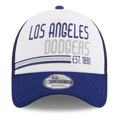 Los Angeles Dodgers New Era Stacked A-Frame Trucker 9FORTY Adjustable Hat - White/Royal - New Era Online