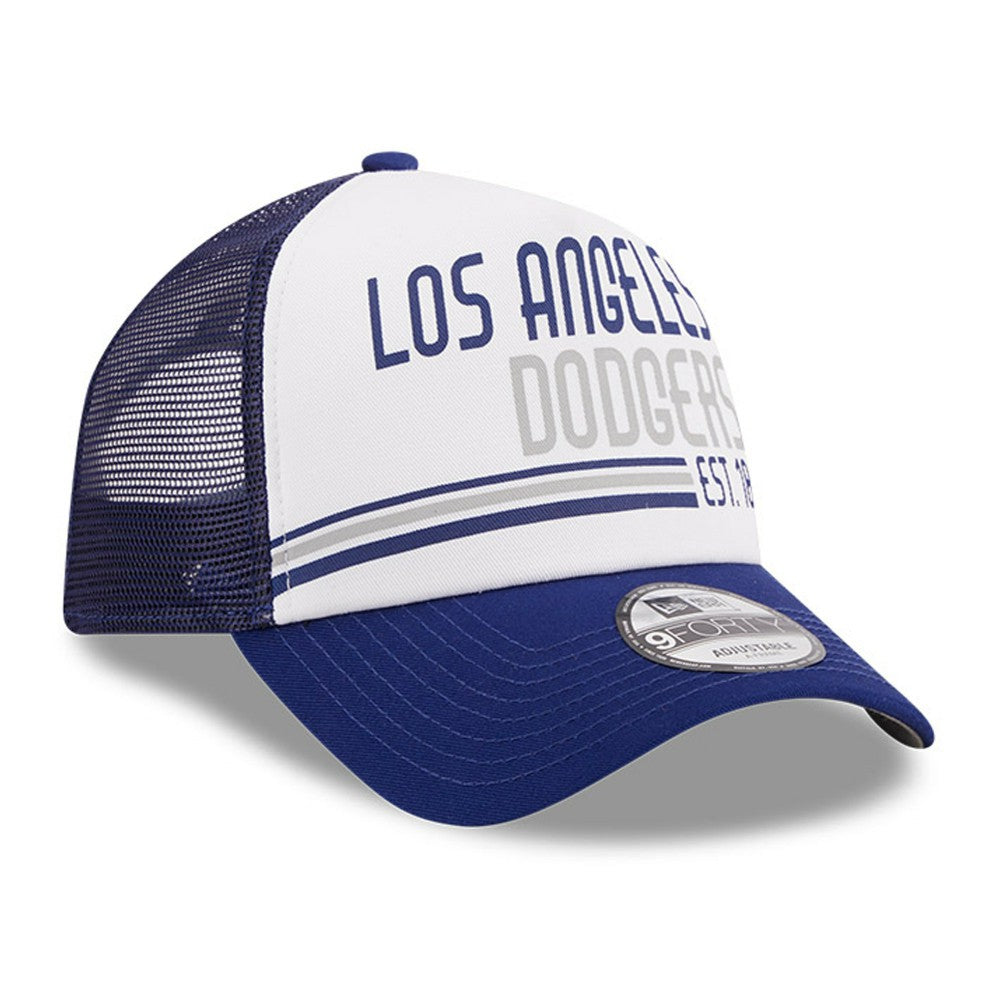 Los Angeles Dodgers New Era Stacked A-Frame Trucker 9FORTY Adjustable Hat - White/Royal - New Era Online
