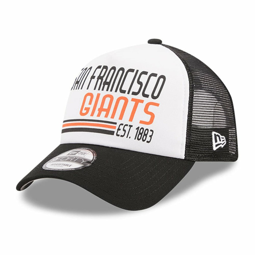 San Francisco Giants New Era Stacked A-Frame Trucker 9FORTY Adjustable Hat - White/Black - New Era Lifestyle