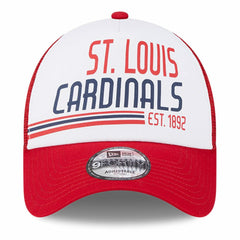 St. Louis Cardinals New Era Stacked A-Frame Trucker 9FORTY Adjustable Hat - White/Red - New Era Lifestyle