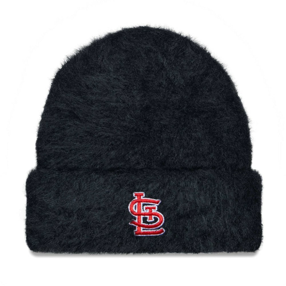 St. Louis Cardinals New Era Women's Fuzzy Cuffed Knit Hat - Black - New Era on Sale