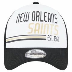 New Orleans Saints New Era Stacked A-Frame Trucker 9FORTY Adjustable Hat White/Black