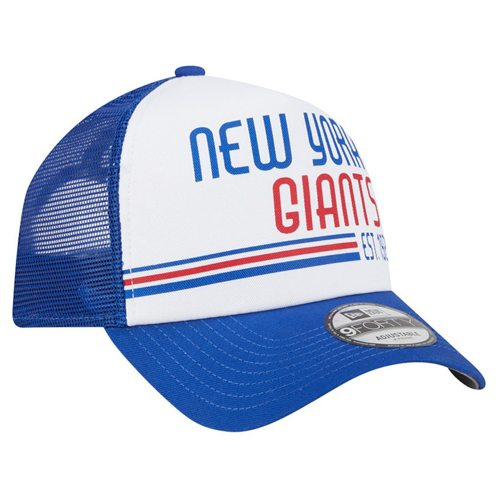 New York Giants New Era Stacked A-Frame Trucker 9FORTY Adjustable Hat White/Royal