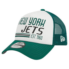 New York Jets New Era Stacked A-Frame Trucker 9FORTY Adjustable Hat White/Green