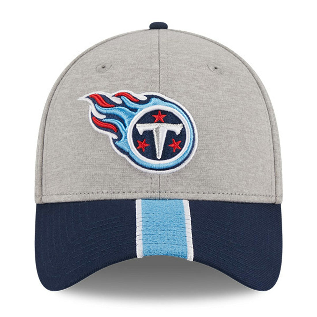 Tennessee Titans New Era Striped 39THIRTY Flex Hat Heather Gray/Navy