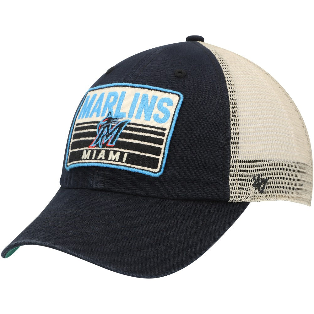 Miami Marlins '47 Four Stroke Clean Up Trucker Snapback Hat - Black - 47 brand on Sale