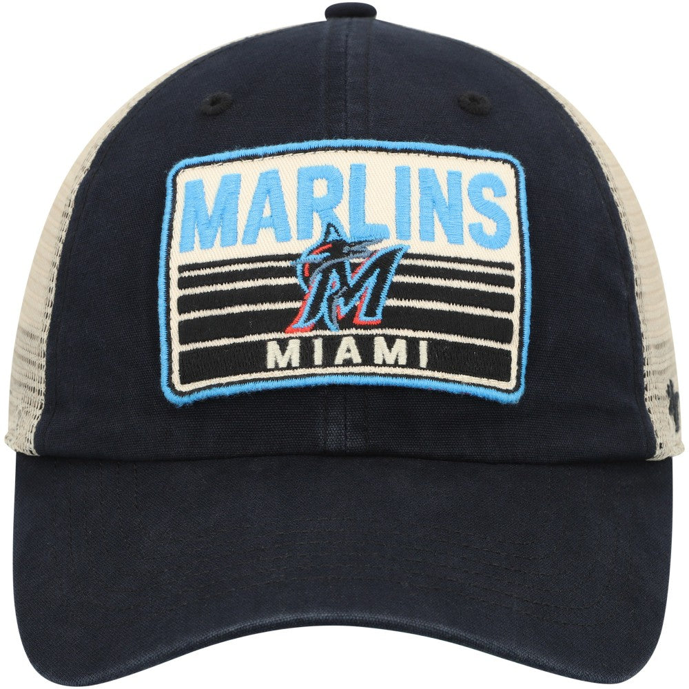 Miami Marlins '47 Four Stroke Clean Up Trucker Snapback Hat - Black - 47 brand on Sale