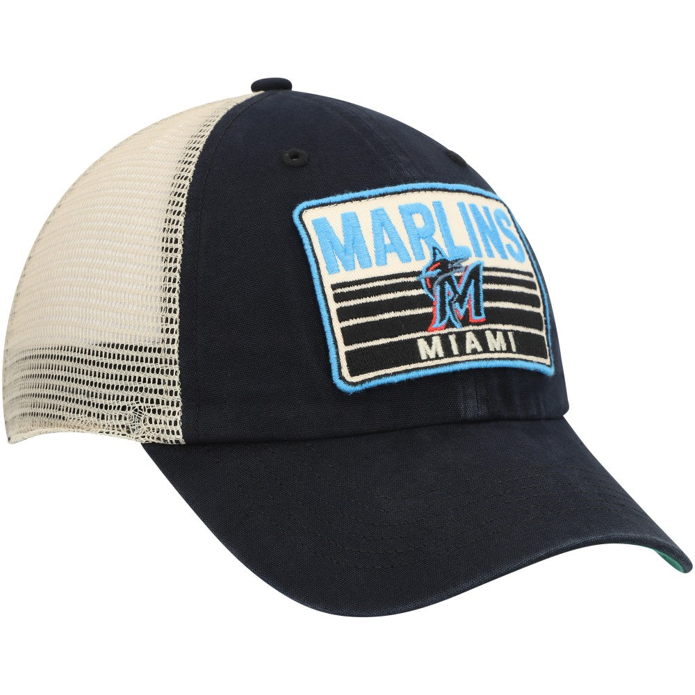 Miami Marlins '47 Four Stroke Clean Up Trucker Snapback Hat - Black - 47 brand on Sale