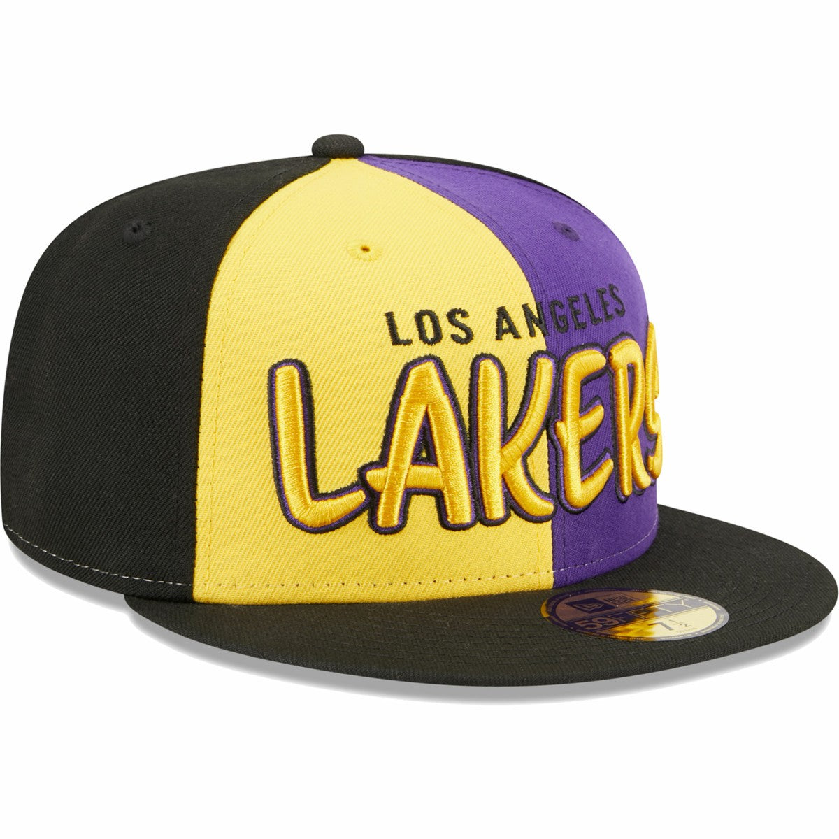 Los Angeles Lakers Pop Front 59FIFTY Fitted Hat Black/Gold | New Era