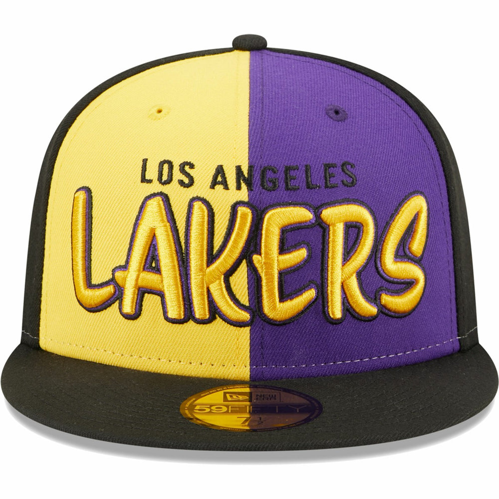 Los Angeles Lakers Pop Front 59FIFTY Fitted Hat Black/Gold | New Era