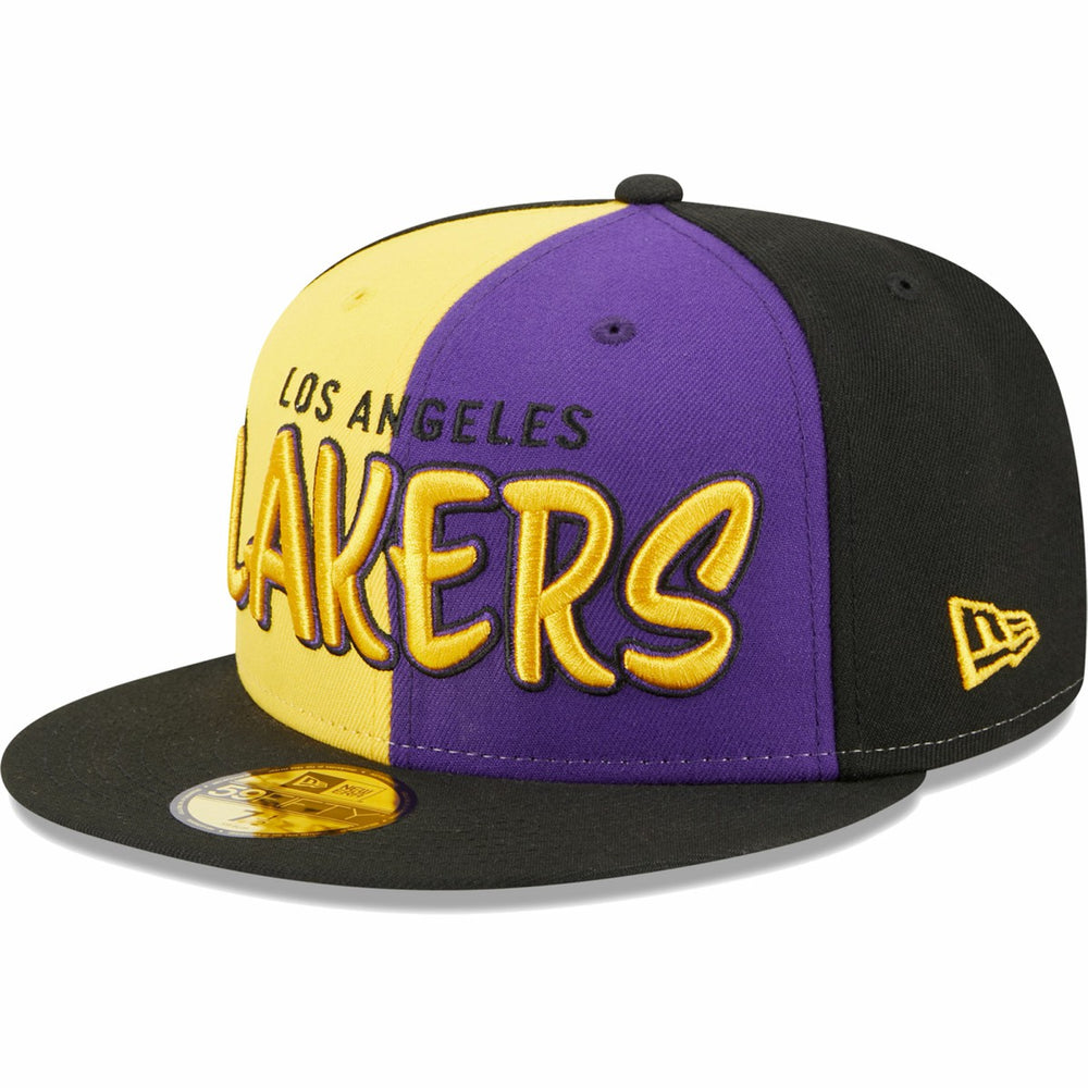 Los Angeles Lakers Pop Front 59FIFTY Fitted Hat Black/Gold | New Era