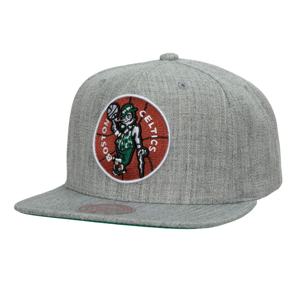 Boston Celtics Hardwood Classics 2.0 Snapback Hat Heather Gray | Mitchell & Ness discount