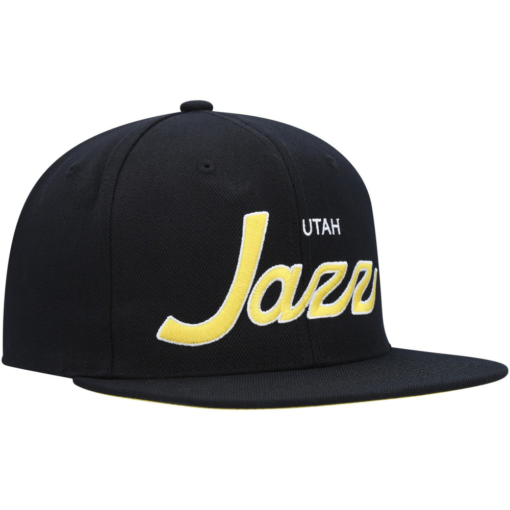 Utah Jazz Hardwood Classics Script 2.0 Snapback Hat Black | Mitchell & Ness Near Me
