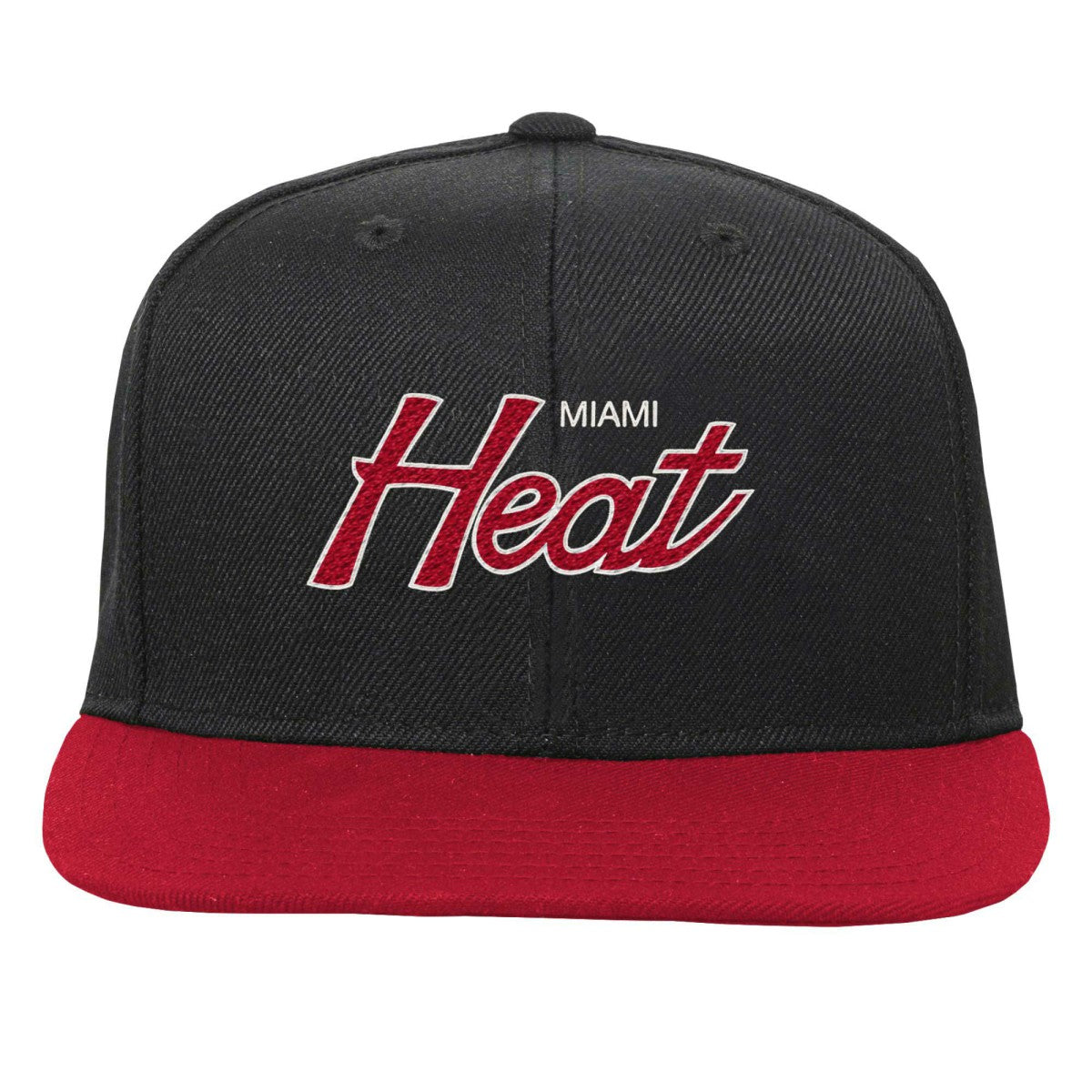 Miami Heat Youth Team Script Snapback Hat Black | Mitchell & Ness for sale