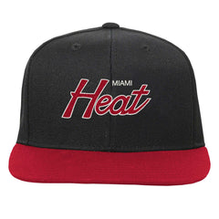 Miami Heat Youth Team Script Snapback Hat Black | Mitchell & Ness for sale