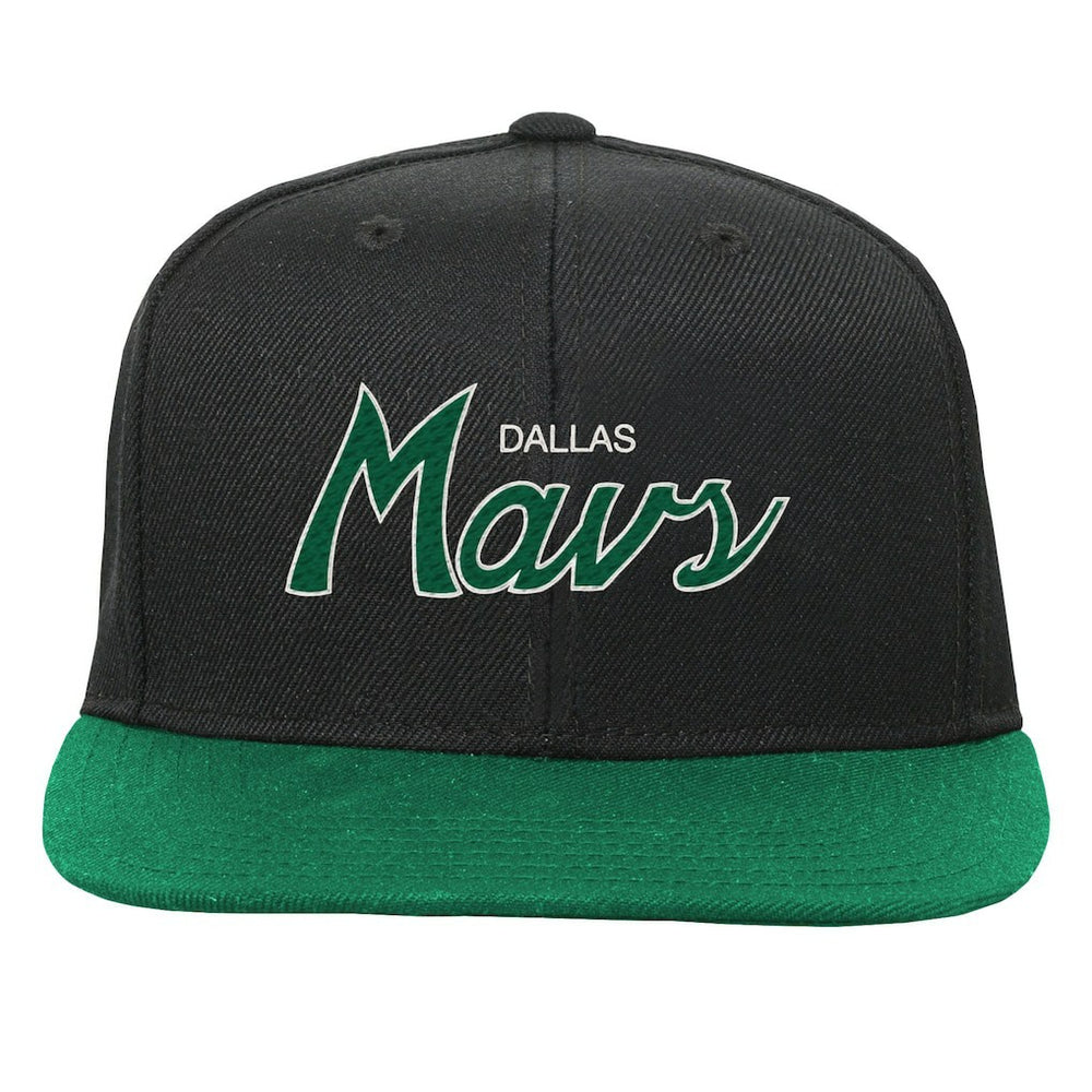 Dallas Mavericks Youth Team Script Snapback Hat for sale Black | Mitchell & Ness Lifestyle