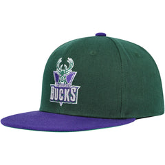 Milwaukee Bucks Youth Two-Tone Snapback Hat Hunter Green/Purple | Mitchell & Ness for sale