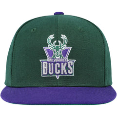 Milwaukee Bucks Youth Two-Tone Snapback Hat Hunter Green/Purple | Mitchell & Ness for sale