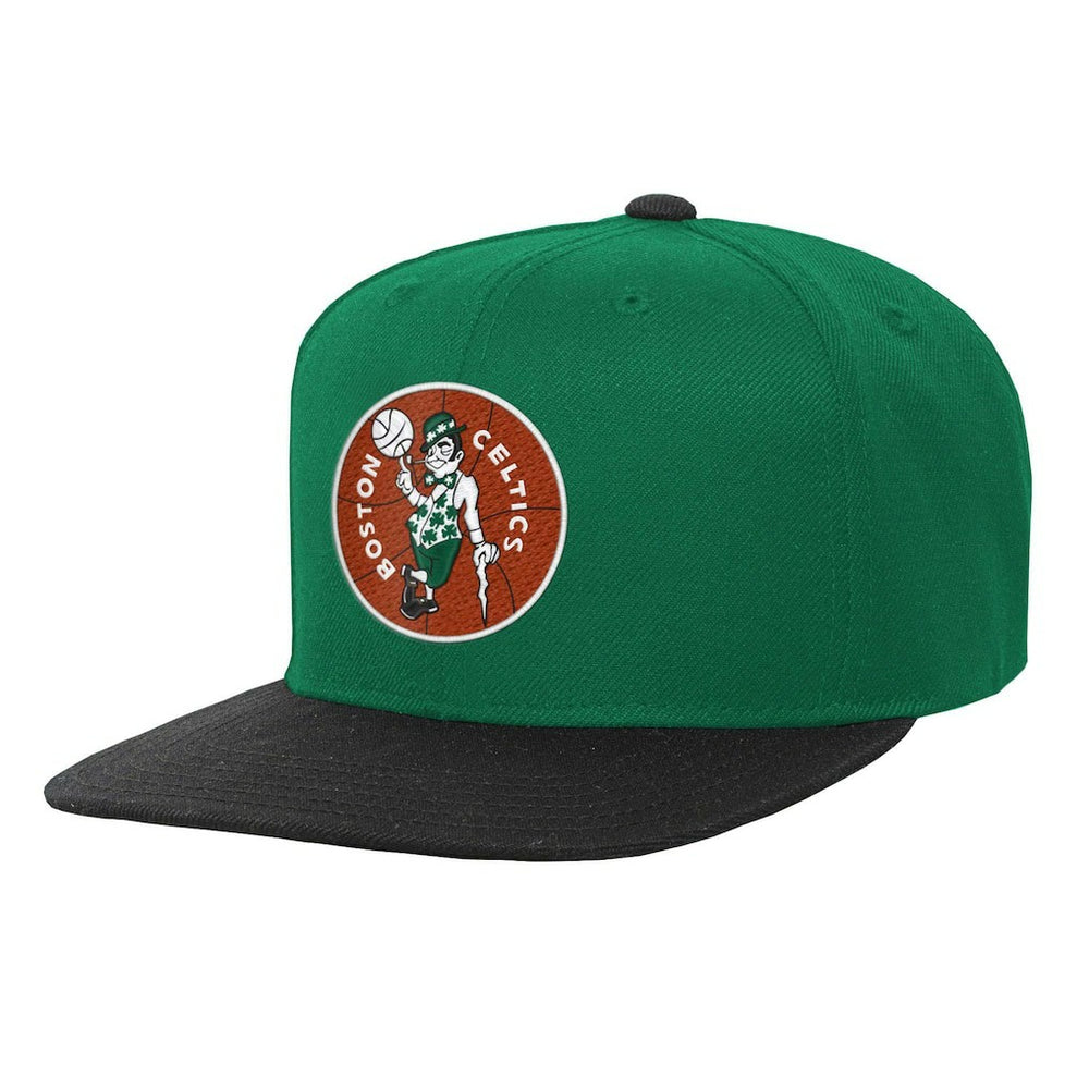 Boston Celtics Youth Two-Tone Snapback Hat Kelly Green/Black | Mitchell & Ness discount
