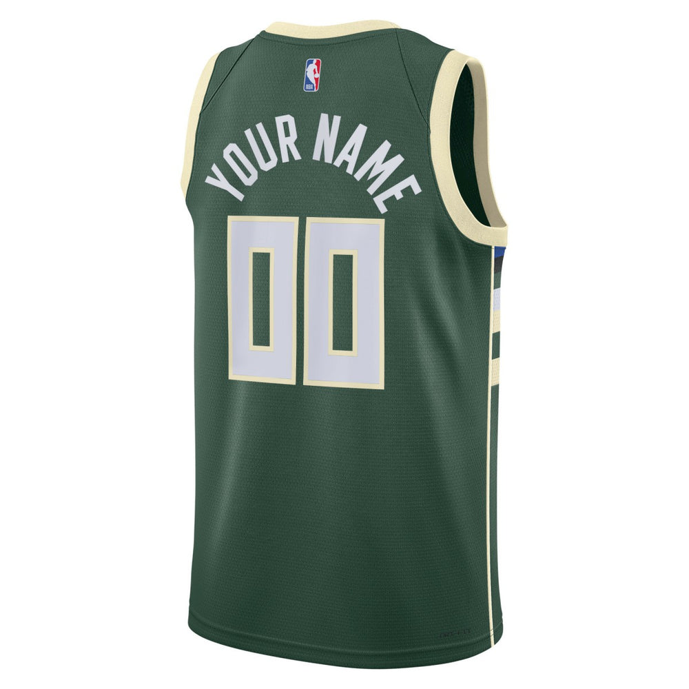 Milwaukee Bucks Unisex Swingman Custom Jersey Hunter Green Icon Edition | Nike outlet