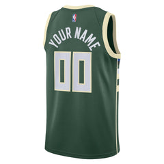 Milwaukee Bucks Unisex Swingman Custom Jersey Hunter Green Icon Edition | Nike outlet
