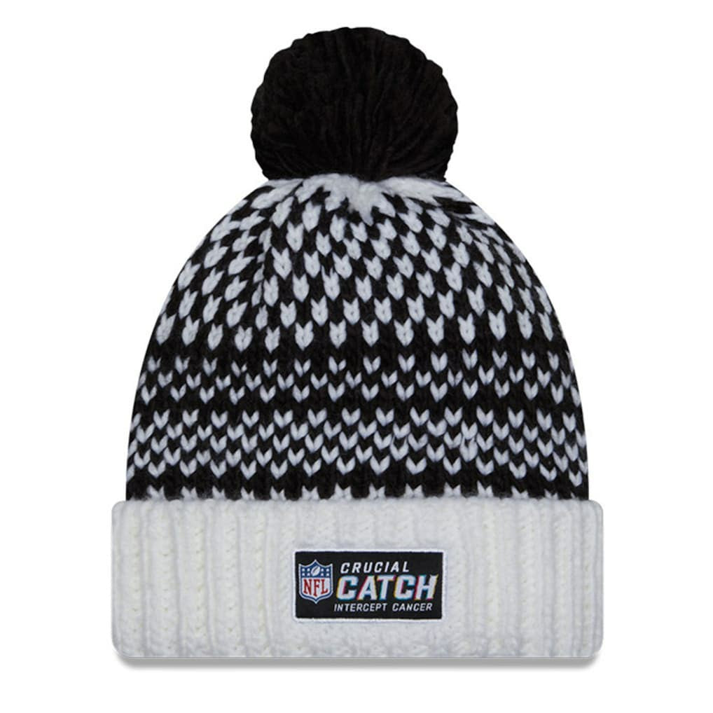 Arizona Cardinals New Era Women's 2023 NFL Crucial Catch Cuffed Pom Knit Hat Black/White