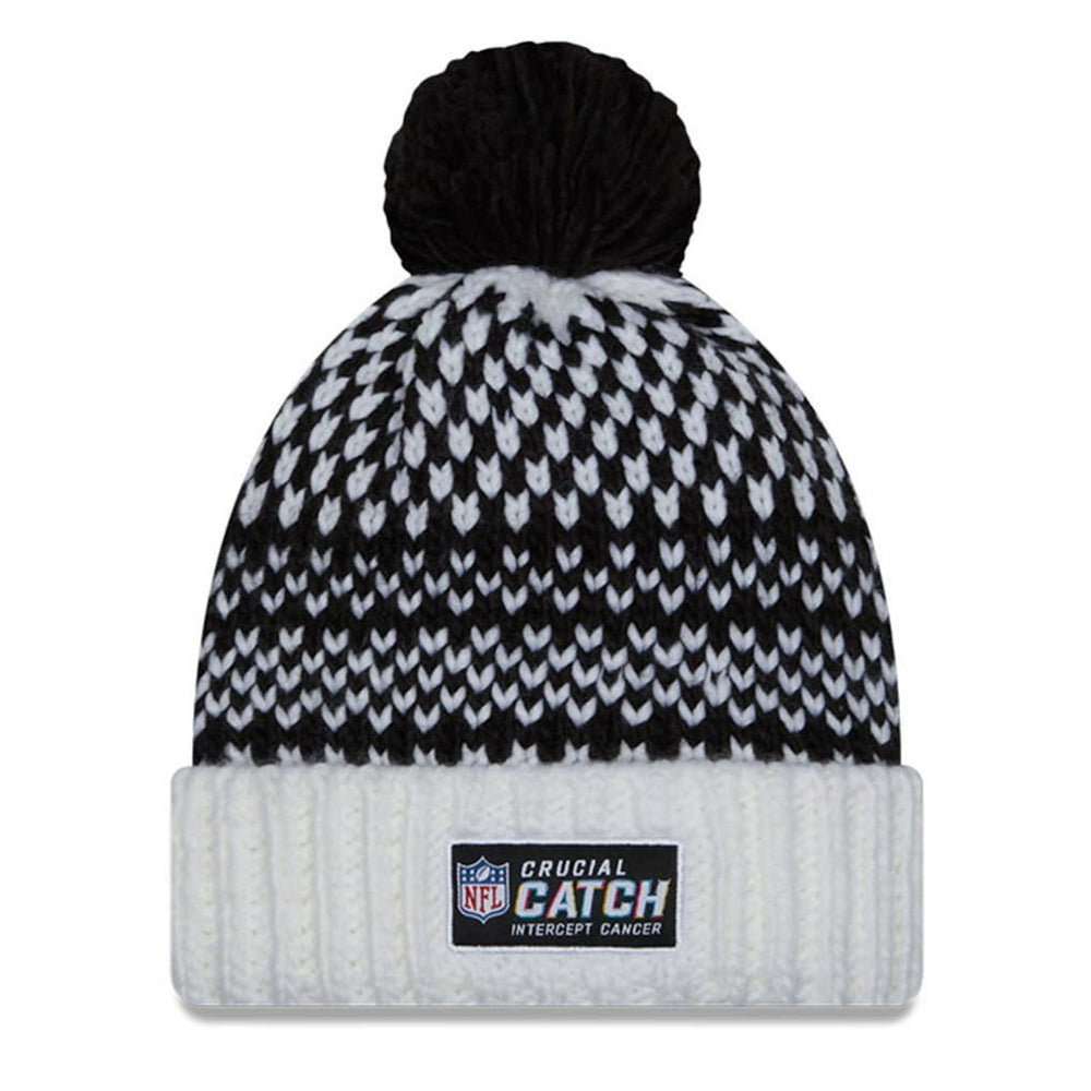 Arizona Cardinals New Era Women's 2023 NFL Crucial Catch Cuffed Pom Knit Hat Black/White