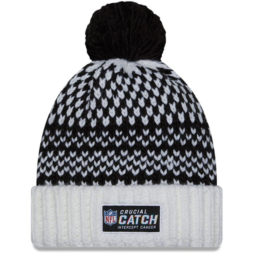 New Orleans Saints New Era Women's 2023 NFL Crucial Catch Cuffed Pom Knit Hat Black/White