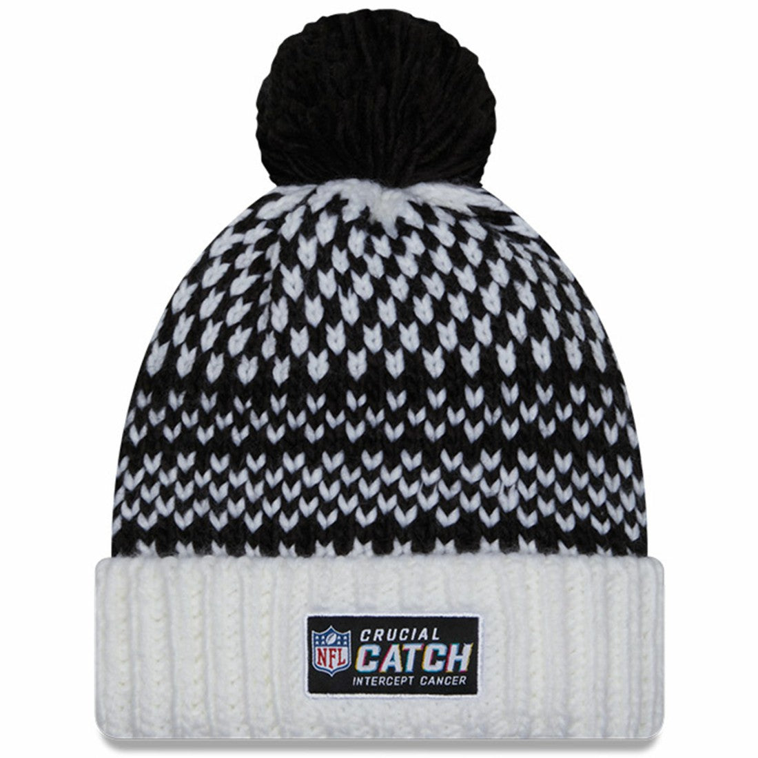 Tampa Bay Buccaneers New Era Women's 2023 NFL Crucial Catch Cuffed Pom Knit Hat Black/White