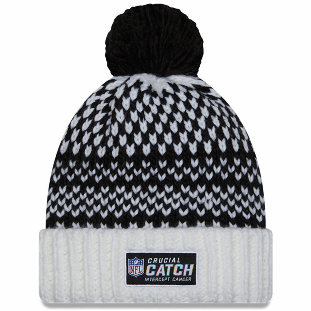 Tampa Bay Buccaneers New Era Women's 2023 NFL Crucial Catch Cuffed Pom Knit Hat Black/White