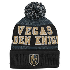 Vegas Golden Knights Youth Puck Cuffed Knit Hat with Pom - Black - NHL 200025337